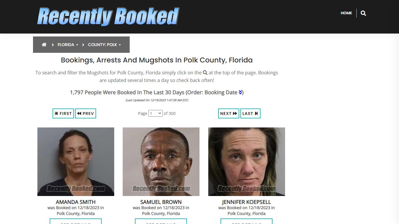 Recent bookings, Arrests, Mugshots in Polk County, Florida